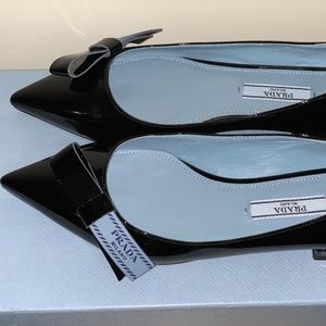 Prada Etiquette Bow Patent Leather Ballet Flat